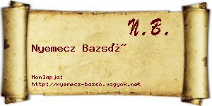 Nyemecz Bazsó névjegykártya